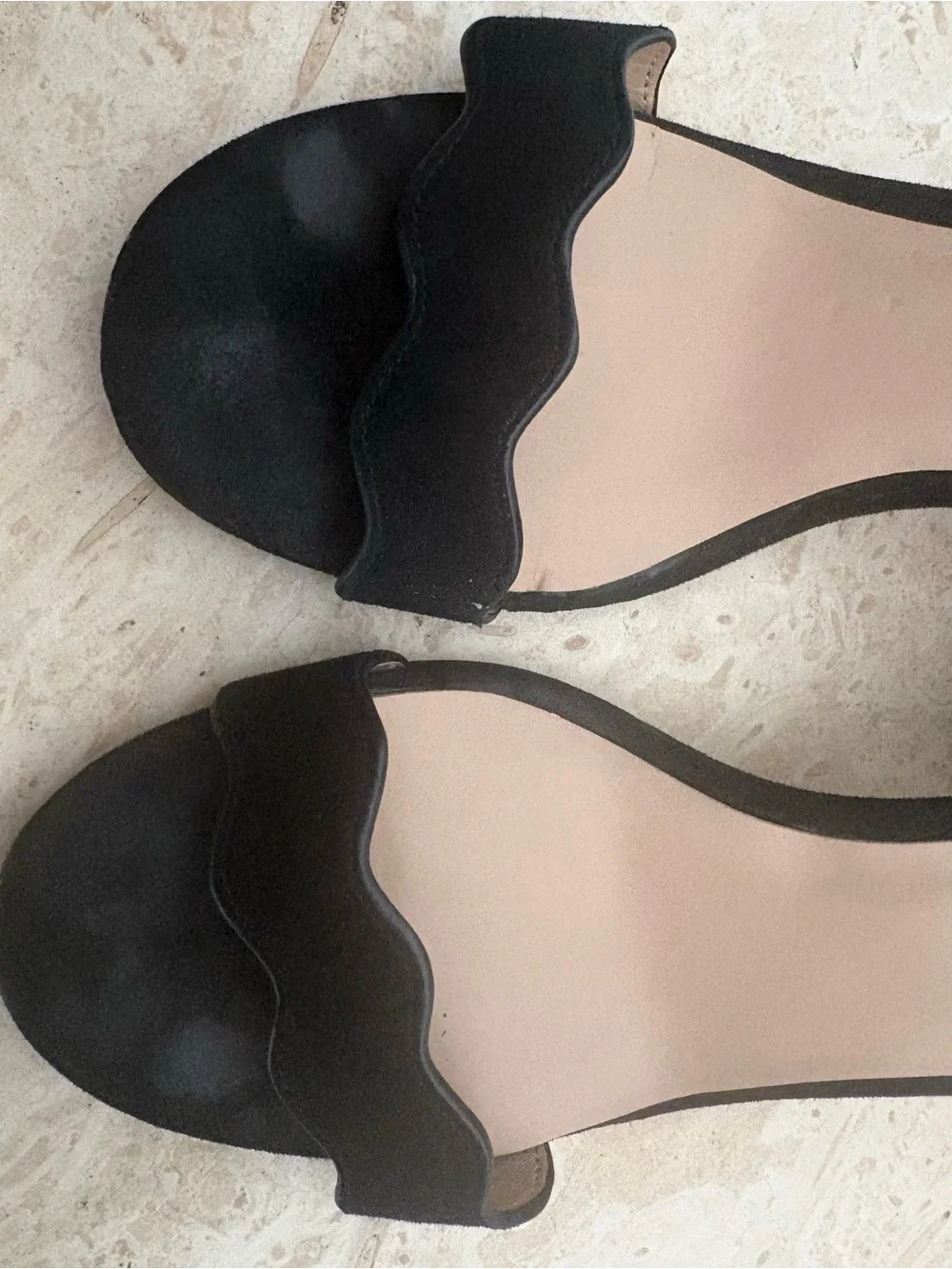 INC International Concepts Black Scalloped-Strap Open-Toe Sandals